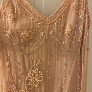 Sue Wong knee length 20s style blush colored dress